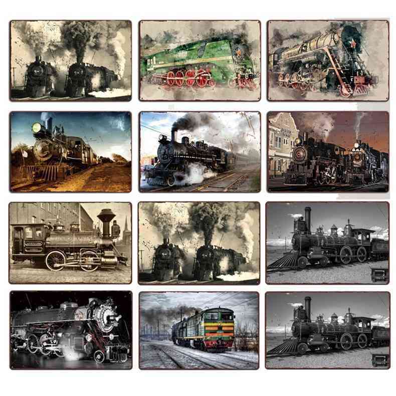 

Train Trains Plaque Metal Vintage Funny Tin Wall Decor for Bar Pub Club Plates Signsa