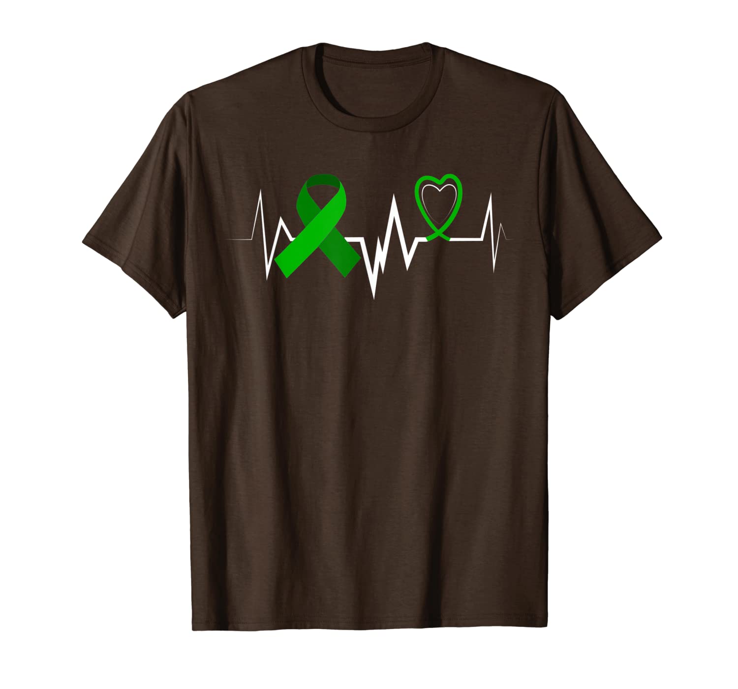 

heartbeat green ribbon kidney disease awareness shirt, White;black