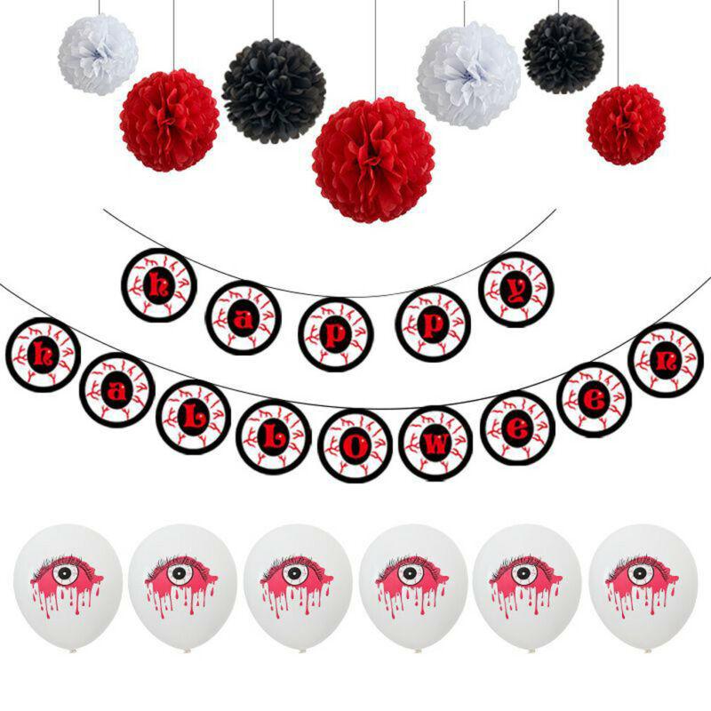 

Party Decoration 2021 Halloween Balloon Horror Eye Pull Flag Latex Balloons Festive Decor