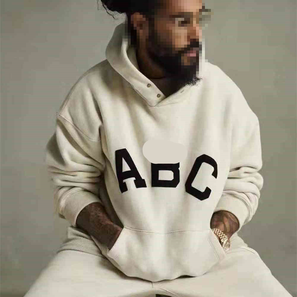 

KANYE WEST Hoodie Men And Women Essentials Season 7 Main Line ABC Print Round Neck Quality 1:1 High Street Sweatshirt, Black