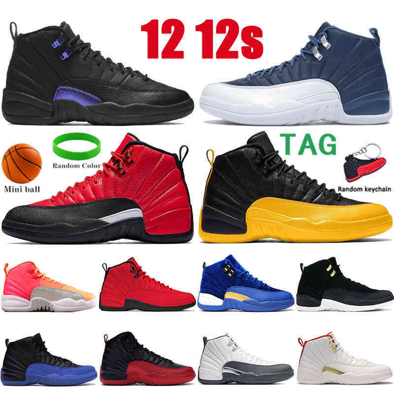 

Top quality 12 12s Jumpman men basketball shoes Black Dark indigo reverse flu game sunrise bulls grey Fiba mens sneakers trainers