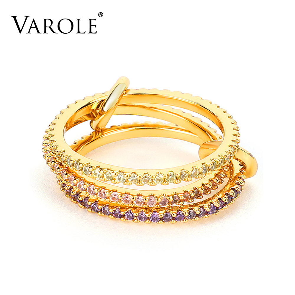 VAROLE Multi-layer Ring Gold Color Punk Finger Rings For Women Accessories Color Crystal Fashion Jewelry-image-675914751