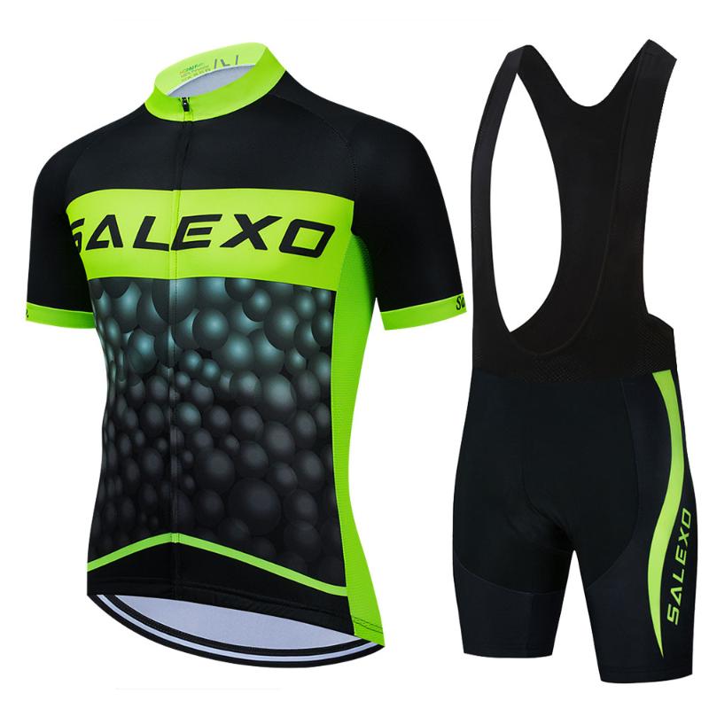 

2021Summer Cycling Jersey Set Breathable Team Racing Sport Bicycle Mens Clothing Short Bike Sets, Black;blue