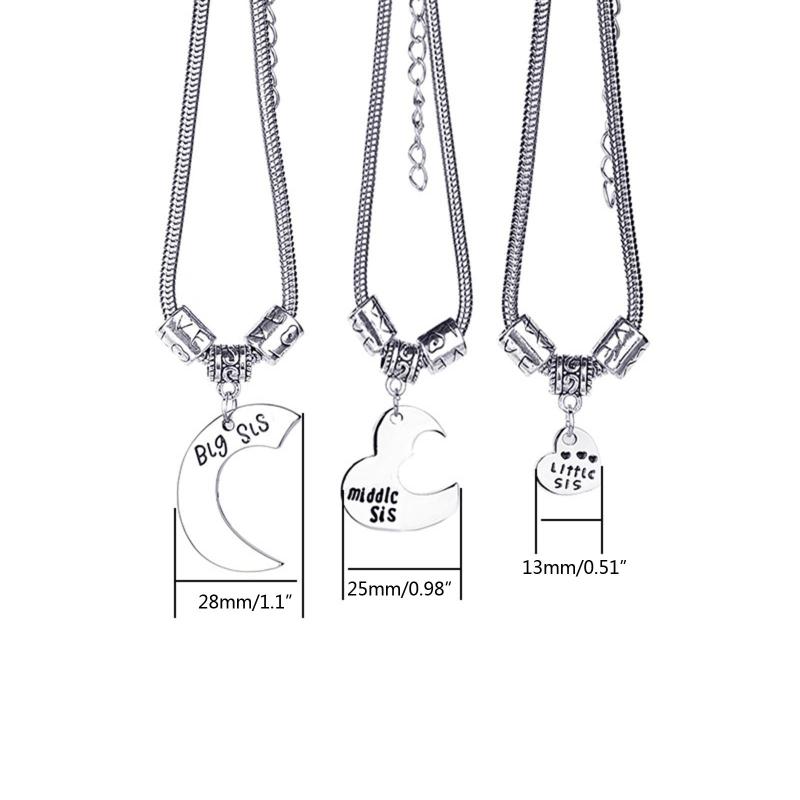 

Charm Bracelets X7YA 3Pcs Friendship Big Sis Middle Little Love Heart Pendant Bracelet Set Wrist Chains Birthday Gift