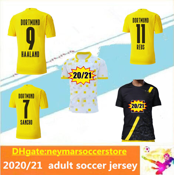 

20/21 HAALAND Borussia HAZARD soccer jersey 2021 men football shirt REUS HUMMELS SANCHO BRANDT maillot de foot, Black;yellow