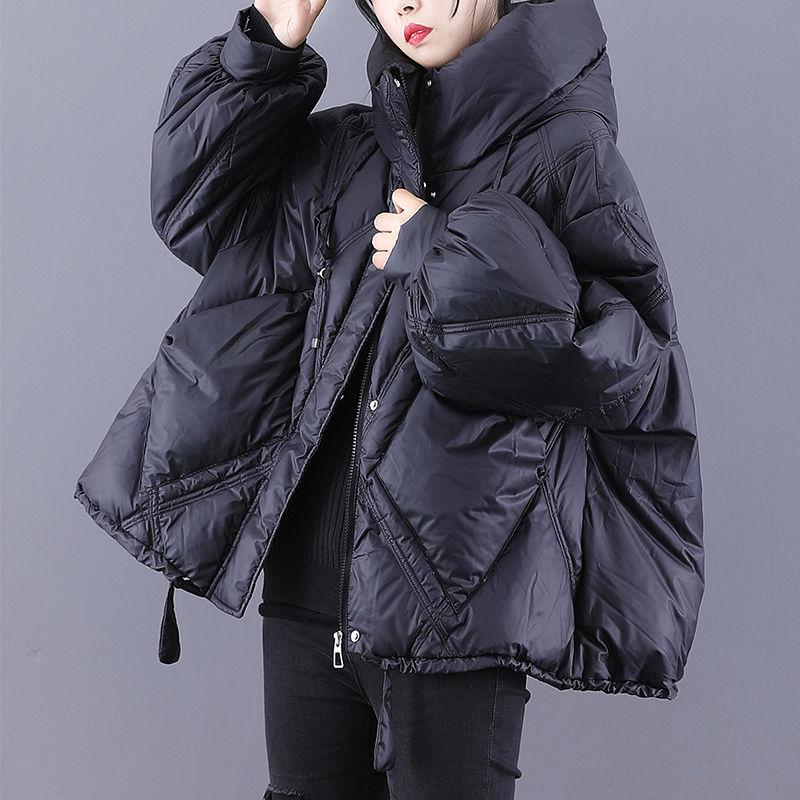 

Women' Down & Parkas 2021 Women Winter Literary Short Jackets Female Solid Hooded Outwear Ladies Thicken White Duck Warm Coats T785, Black