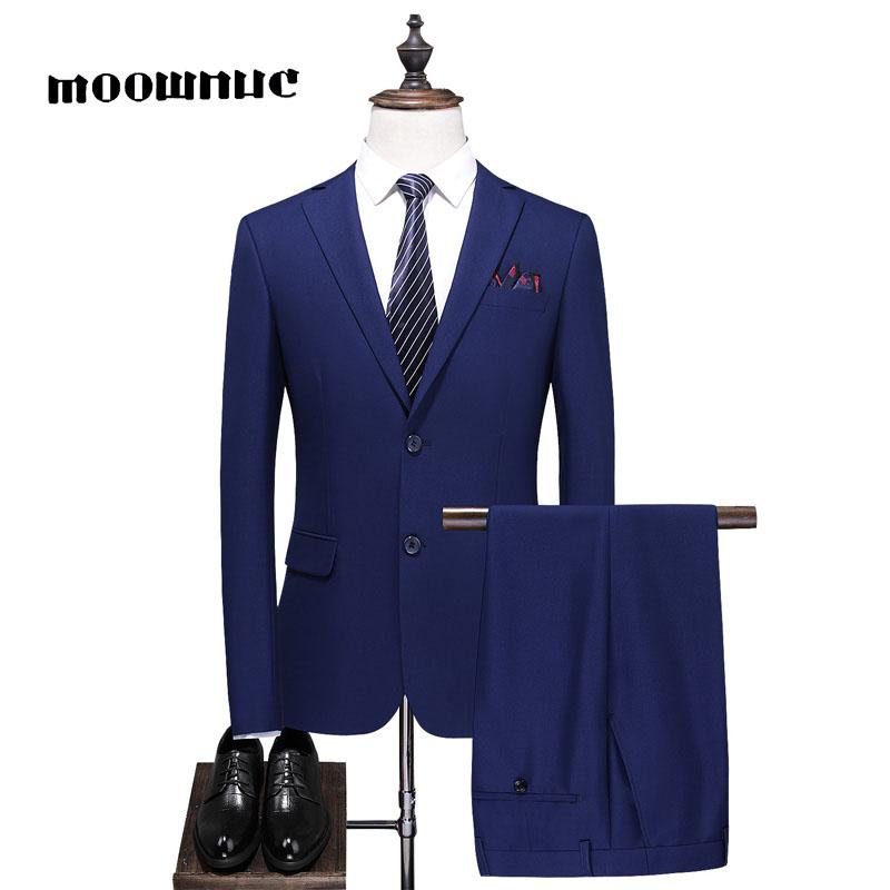 

Men ' Suit Two -PieceS Black Blue Suits Brand Blazer Slim Fit Groom Wedding Dress Korean Jacket Pants Trousers Men' & Blazers