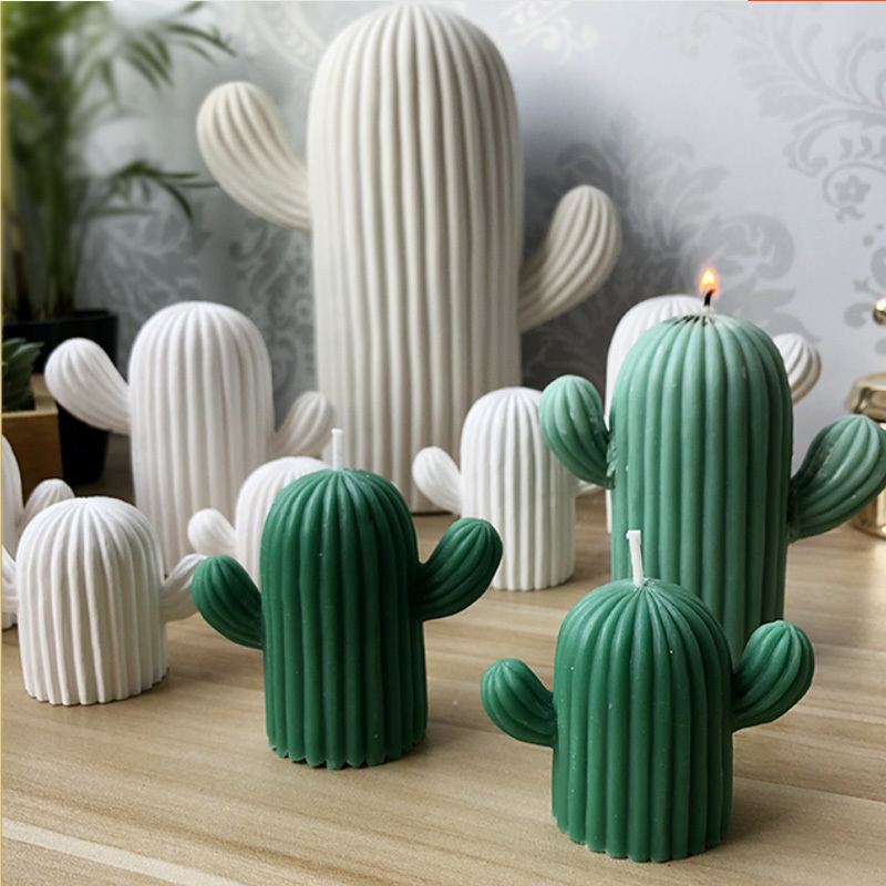 

3D meat cactus plant plaster mold home decoration decorative candles mold Succulent cactus Candle forms simulator T200703