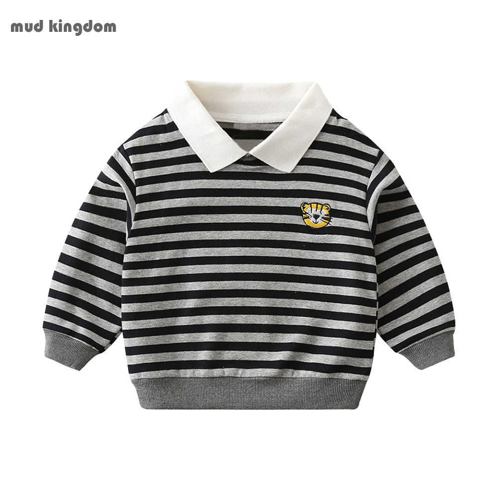 

Mudkingdom Toddler Boys Sweatshirt Fashion Stripe Cartoon Animal Kids Clothes Autumn Winter Tops for 210615, Black