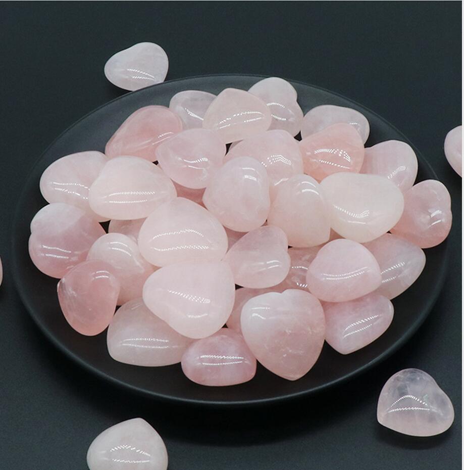 

Natural Stone heart 25mm 30mm Rose Quartz Yoga meditation energy stone Bead For Chakra Healing Decoration