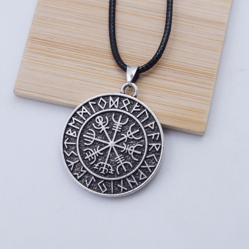 Pendant Necklaces 12pcs Pagan Amulet Scandinavian Talisman Viking Runes Vegvisir Compass Necklace-image-704087734