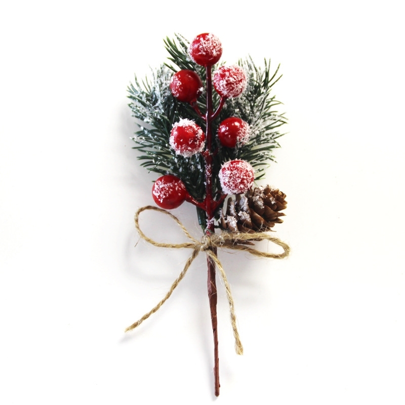 

Accessories pine needle pinecone imitation Christmas decoration snowflake hemp rope red berry bouquet