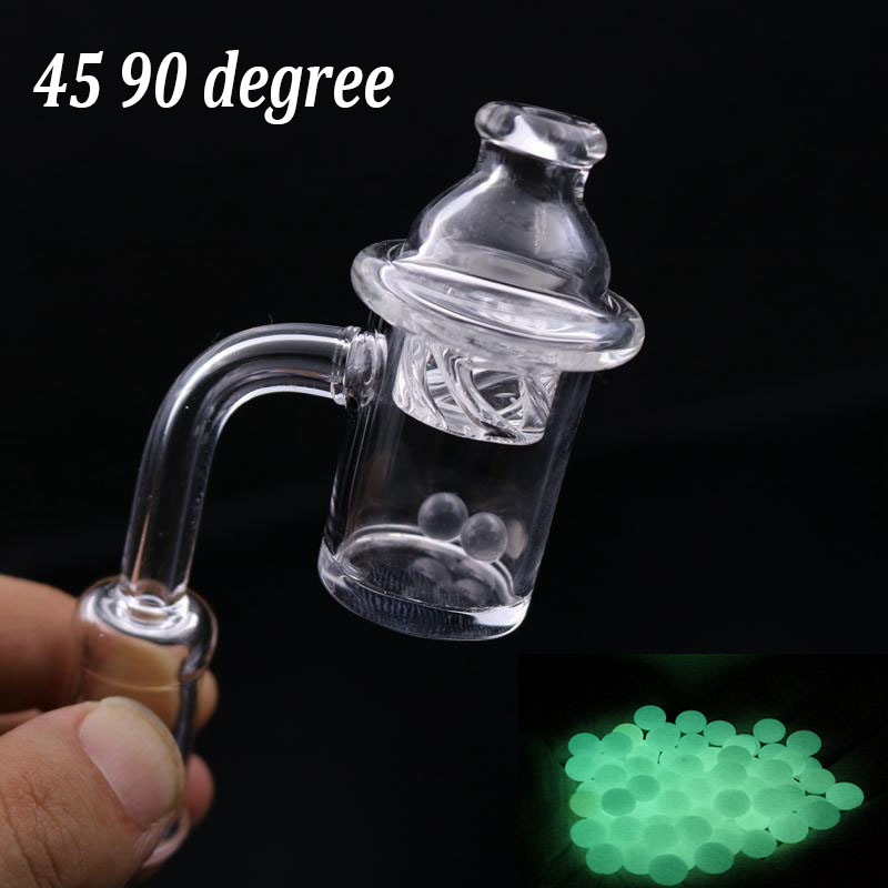 

45 90 Degree Smoking Pipe Quartz Banger & Carb Cap Set 25mm Quartz Nail 10mm 14mm 18mm Male Female Bangers for Dab Rigs Glass Bongs 1pcs