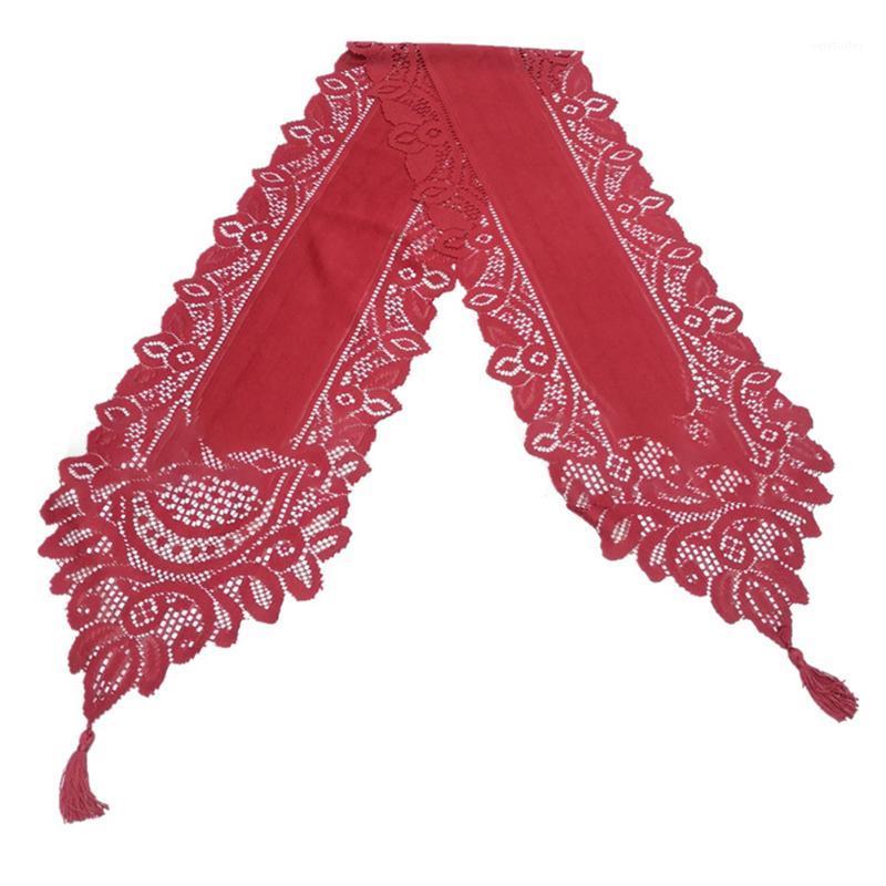 

Party Decoration Lace Table Runner, Rustic Crochet Decorative Centerpiece With Tassels For Dresser, Coffee Table, Dining