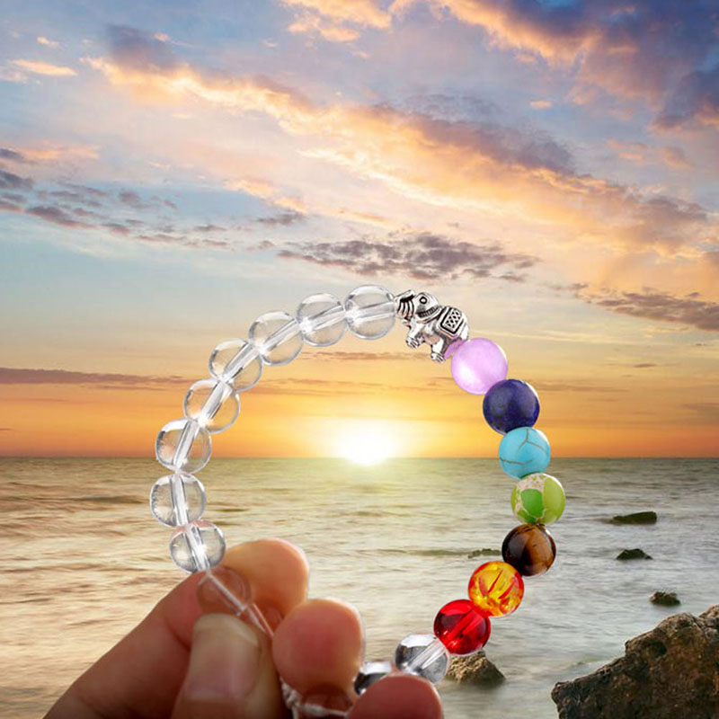 

Newest Arrival 7 Chakras Lava Strands Bracelet Elastic Yoga Beaded Rope Natural Stone Volcanic Bead Bracelets for Unisex Good Luck Elephant Bangle Jewelry