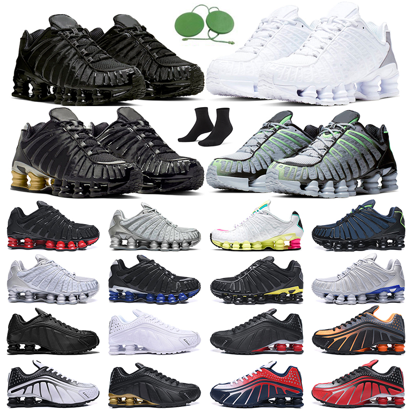 

Shox TL R4 men women running shoes Triple Black White Metallic Pure Platinum Dark Blue Volt Skepta Grey Blue mens trainers sports sneakers outdoor, #10 black silver