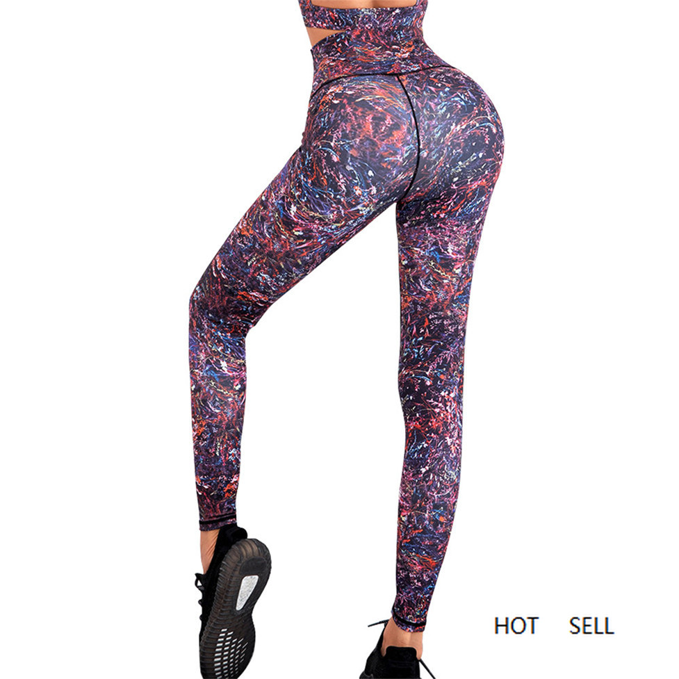 

Melody For Women New Printed Color Yoga Clothes High Waist Peach Hips Tights Sport Outfit, 2699pf