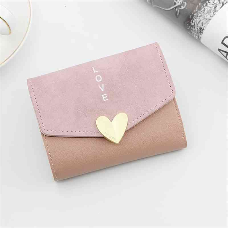 

women simple short wallet fashion heart coin purse card holder wallets clutch money bag pu leather wallet, Red;black