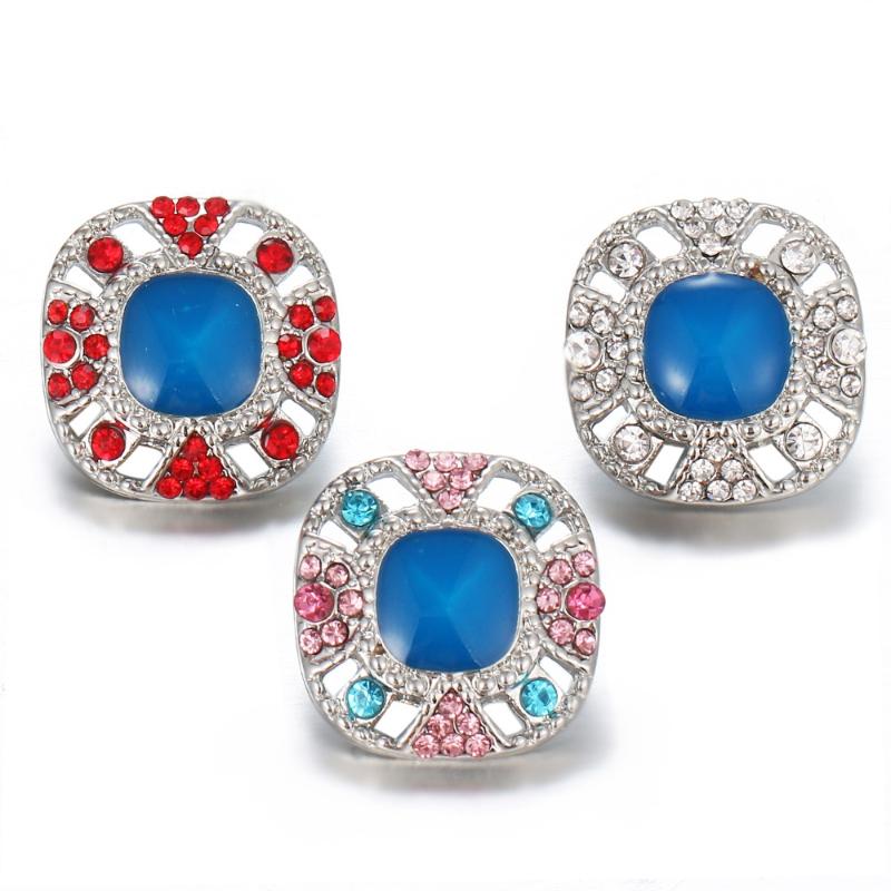 

Cuff Snap Jewelry For Women Square Crystal Flower Metal 18mm Buttons Fit Ginger 20mm Bracelet Bangles SB018