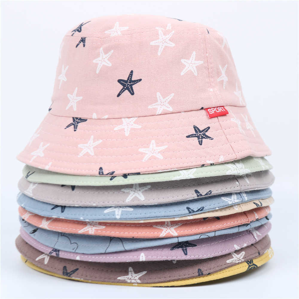 

Children's Bucket Hats Animal Flower Fruit Printing Cotton Soft Summer Cap for Girls Boys Kid Casual Multicolor Panama Hat Gorro Q0811, No.12