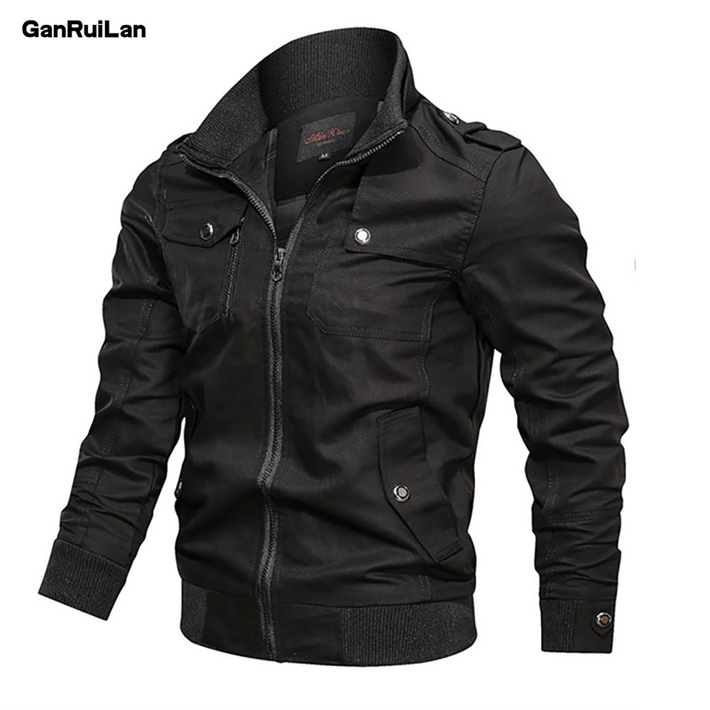 

Casual Bomber Jacket Men Spring Autumn Army Military Tactical Jackets Mens Coats Male Outerwear Windbreaker Brand Clothing 210518, Khaki color