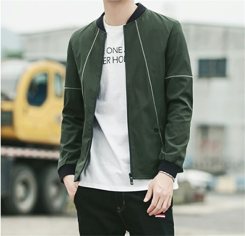 

Spring Stand Collar Panelled Zipper Mens Jackets Long Sleeve Thin Teenager Mens Outerwear Man Solid Color Clothing, Black;brown
