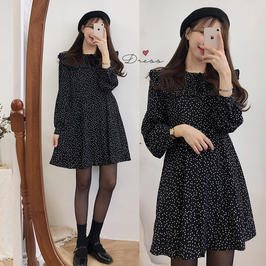 

XL Plus Size New Spring Dress Girls Boho Autumn Female Vintage Dress Party oversize long Sleeve Women Dresses Robe Vestido, Black