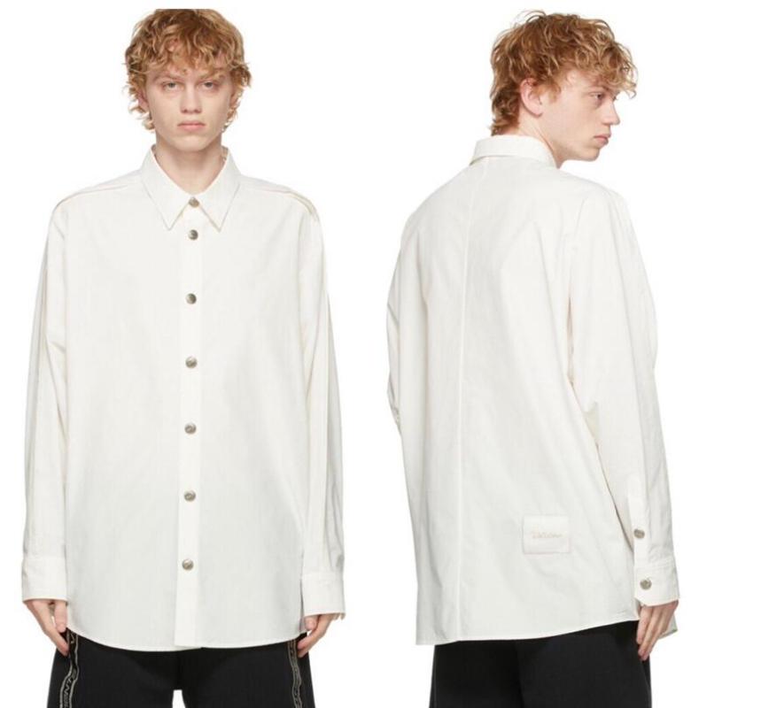 

Men' Casual Shirts 21FW TOP We11done Shirt Fashion Vintage White Men Women Oversize 1:1 High Quality Long Sleeve Blusas