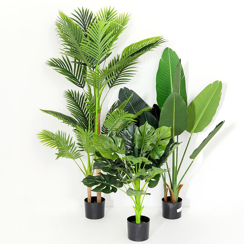 

Decorative Flowers & Wreaths 47inch Large Artificial Potted Plants With Soild Stand Fake Banana Tree Tropical Monstera Plant Palm For Home D, Taro plant 18 leaves