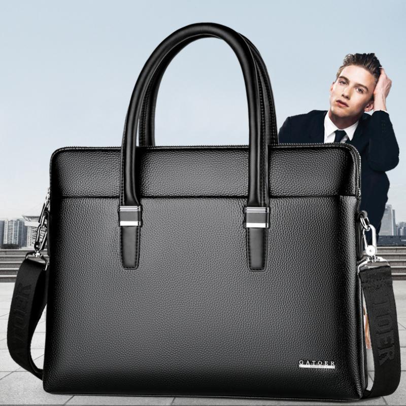 

Briefcases Luxury Man Bag Travel Suitcase Wallet Document Bags Porte-documents 2021 Storage Of Business Leather Zipper, Brown