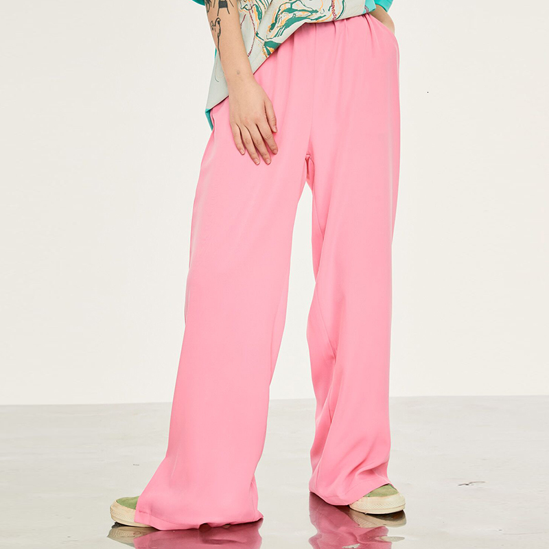 

Women's Jeans Wide Leg Pants Women Fashion Harajuku Casual High Waist Elastic Trousers Vintage Plus Size Solid Streetwear Pant Sor, Pink