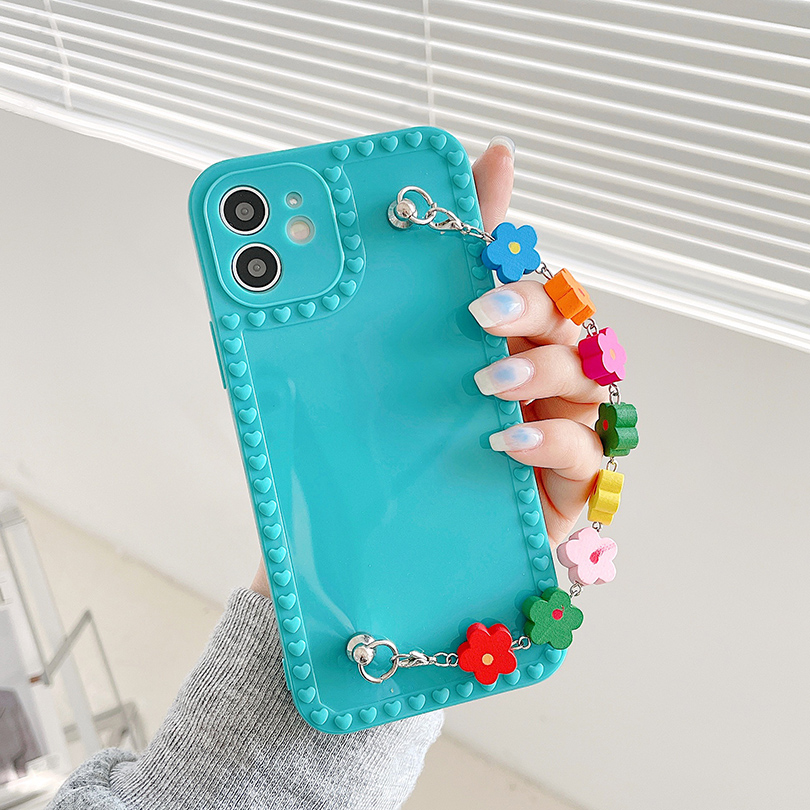 

Bracelet Chain Phone Cases for Iphone 12 11 Pro XS Max Mini XR X 8 7 6S 6 Plus Cellphone Cover with Flower Wrist Strap Wholesale Bulk 97266