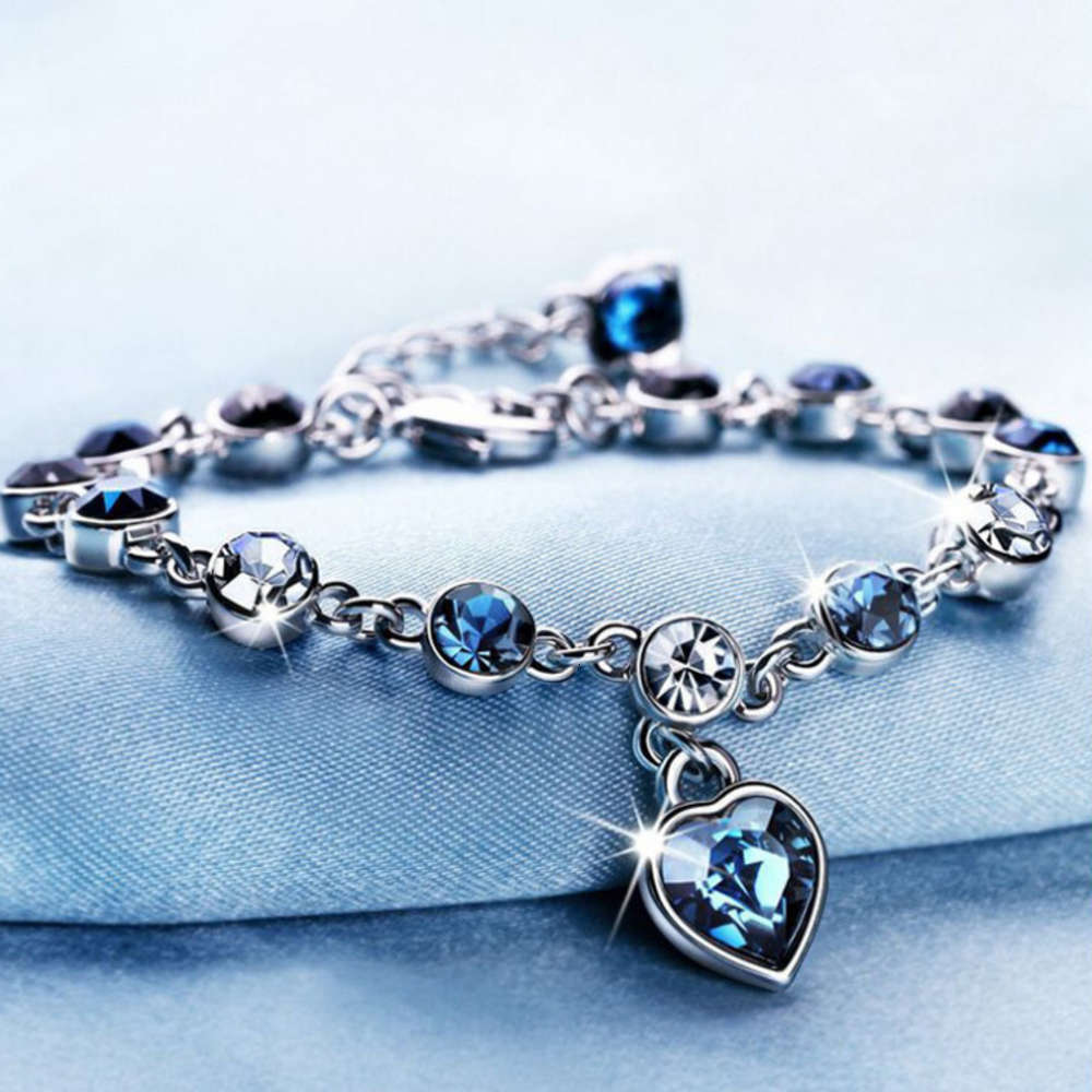

Hand catenary Bracelet girl heart love crystal Jewelry rose gold bracelet gift, Golden;silver