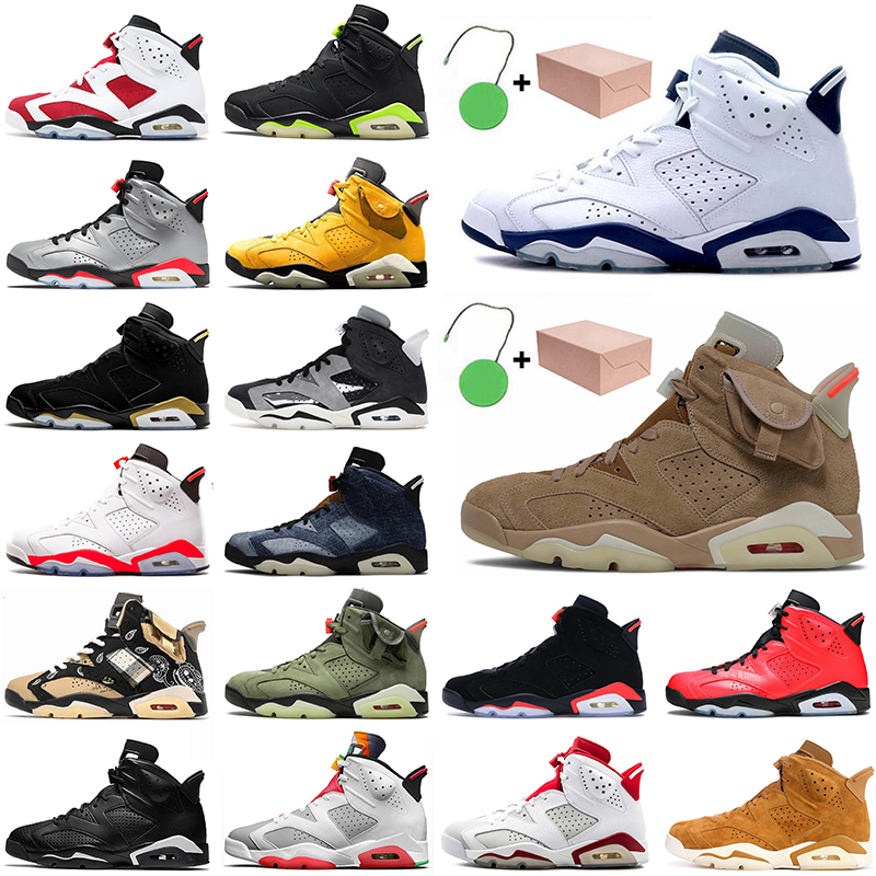 

With Originals Box Travis British Khaki Women Men 6s Basketball Shoes Jumpman 6 Yellow Cactus Jack Midnight Navy Black Infrared Hare Sneakers Trainers