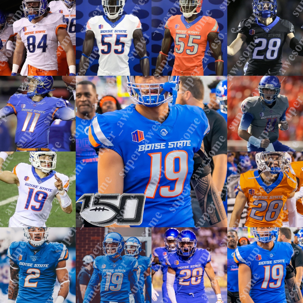 

Boise State Football Jersey Hank Bachmeier Cyrus Habibi-Likio George Holani Khalil Shakir Stefan Cobbs Octavius Evans Leighton Vander Esch Kellen Moore Jay Ajayi, White-150th