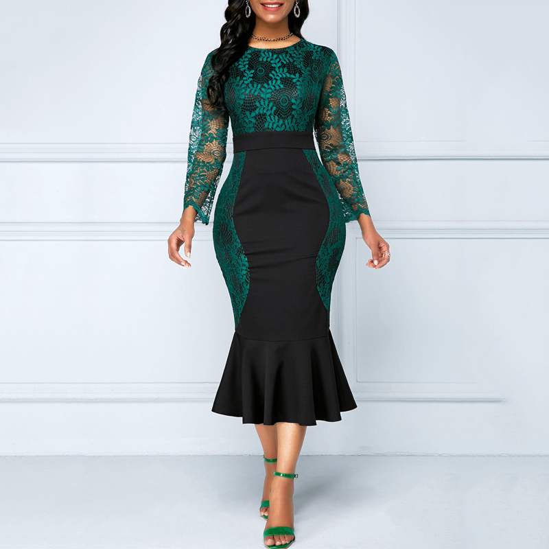 

2021elegant ladies mermaid dress women plus size bodycon lace dresses vintage slim office robe 2021 summer dresses party gowns, Red