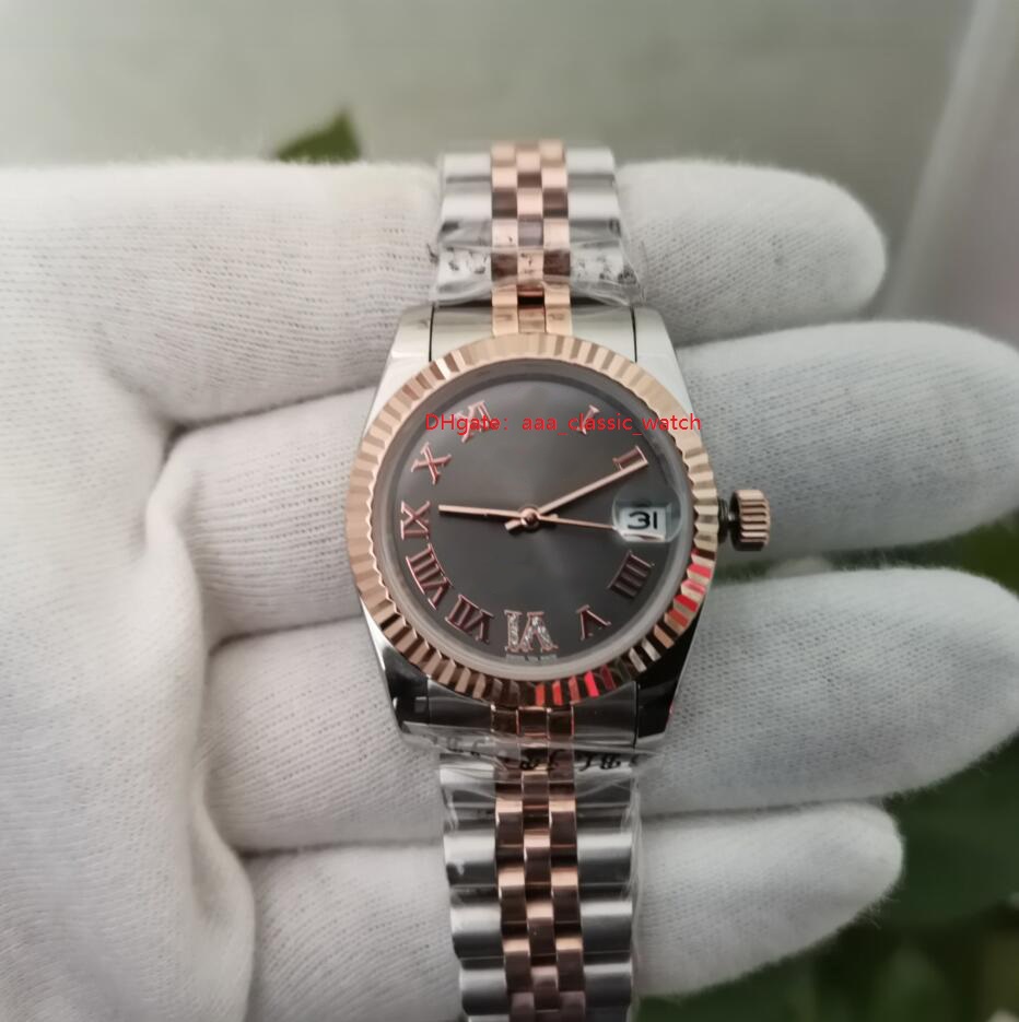

Top High Quality Wristwatches 31mm 18038 gray Dial Two Tone Rose Gold Stainless Steel Asia 2813 Automatic Mechanical Ladies Watch Women's Watches