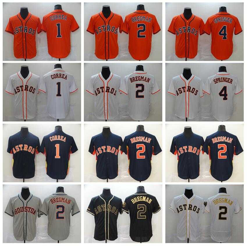 

Men Baseball 2 Alex Bregman Jersey 1 Carlos Correa 4 George Springer 27 Jose Altuve 34 Nolan Ryan Team Oraneg Grey White Navy Blue Black Flexbase Cool Base Good/Top, 1 navy blue