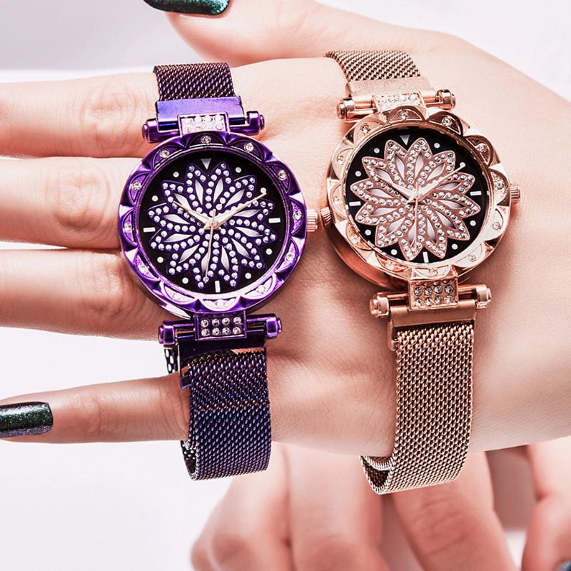 

Wristwatches Women Watches Magnetic Clock Diamond Female Quartz Ladies Top Stainless Steel Strap Waterproof 2021, As photo