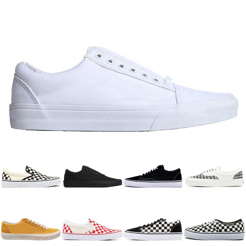 

top quality van Old Skool Canvas Shoes Men Women Triple White Black Red Pink #40 Fashion Slip on Skateboard Sports Sneakers, Color #9