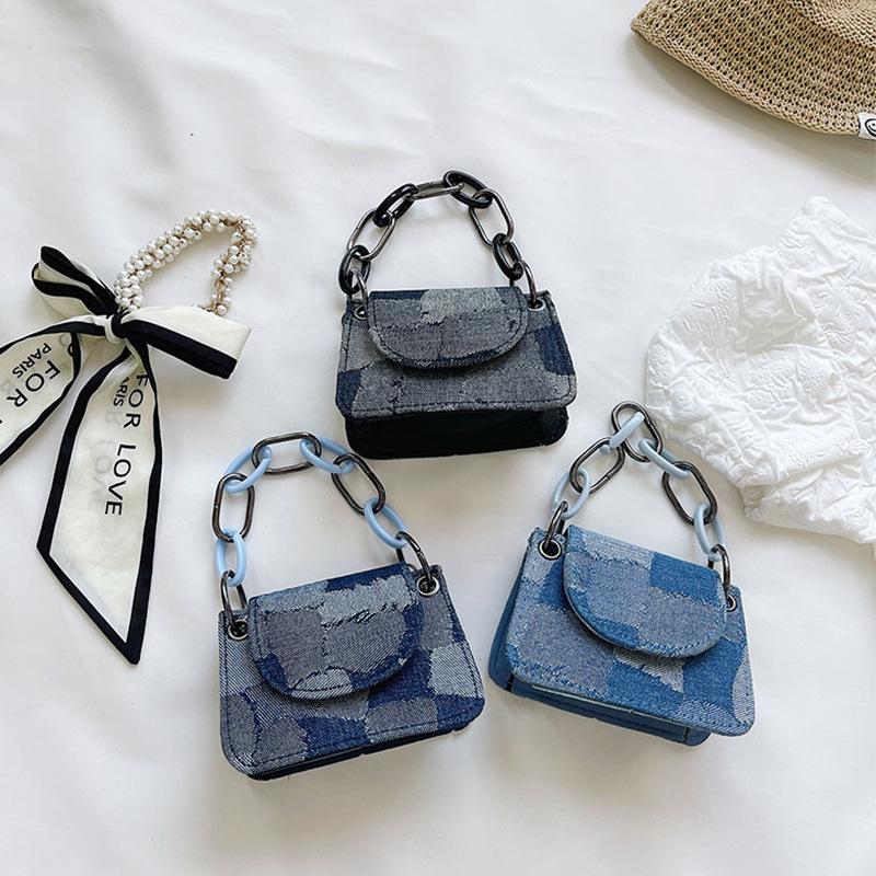 

Purse Kids Mini Clutch Bag Cute Little Girls Denim Purses And Handbags Baby Small Coin Pouch Kid Crossbody Tote, White