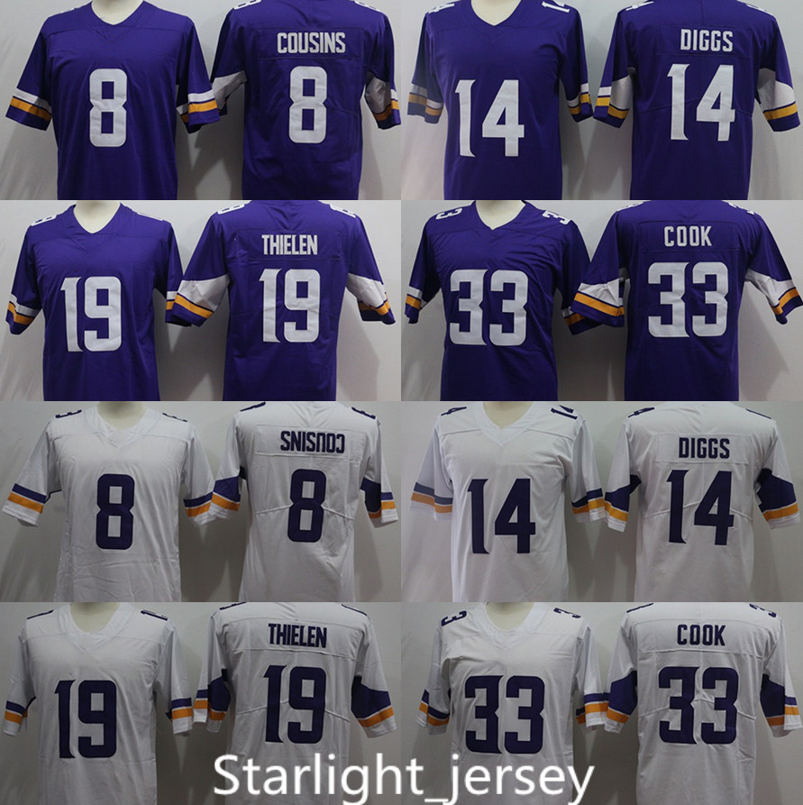 

8 Cousins 14 Diggs 19 Thielen 33 Cook football jerseys new mens womens kids youth jersey TOP quality sports wear