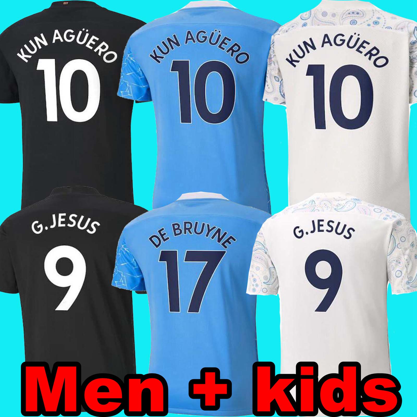 

20 21 Manchester soccer jersey G. JESUS CITY STERLING FERRAN DE BRUYNE KUN AGUERO football shirts MAN uniform men + kids kit, Black;yellow