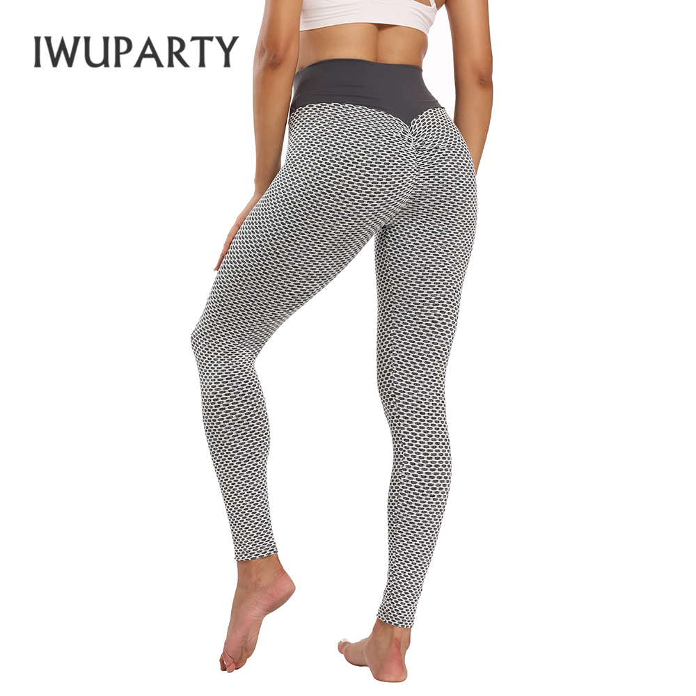 

IWUPARTY Squat Proof Yoga Pants Wide Band Waist Textured Sports Legging Acttivewear Women Fitness Workout Running Botty Legging, Gray white