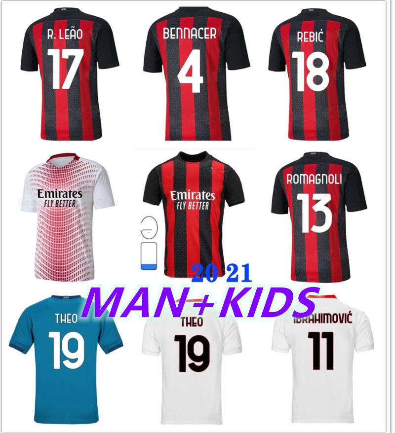 

20 21 AC IBRAHIMOVIC Milan soccer jersey 2020 2021 football shirt PAQUETA BENNACER REBIC Camiseta de futbol ROMAGNOLI Ibrahimovic, Home