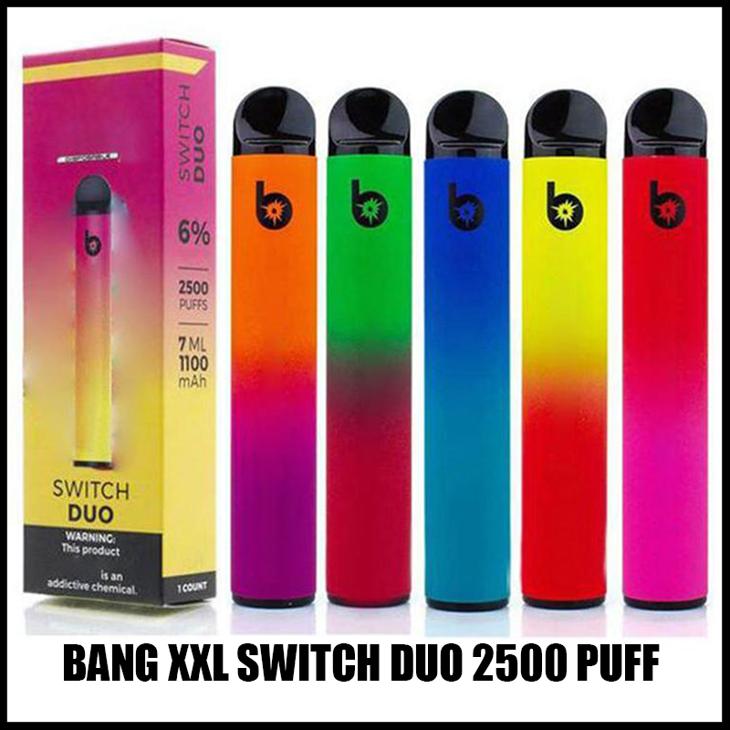 

Bang XXL Switch Duo Disposable cigarettes 2in1 2500 puffs 7ml 1100mAh 6% Oil Pods 8 colors E-cigarettes Vs RandM pro Dazzle AIR BAR MAX PUFF PLUS FLOW Flum Float