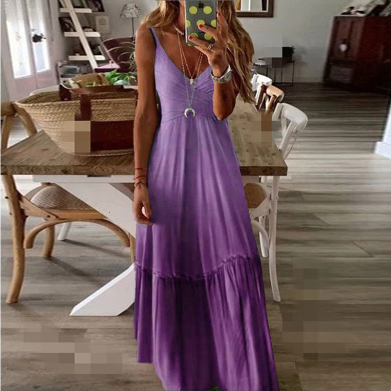 Elegant Couleur Gradient Emballage Ombre Sukienka Une ligne Vêtue Col V Col V 5xl sans manches Sexy Dress Belts Belts Party Night Club 2021