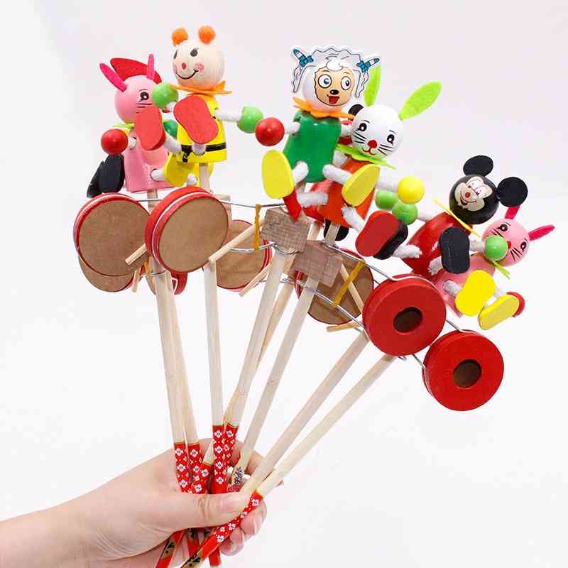 

Toy puppet drum wooden man shake