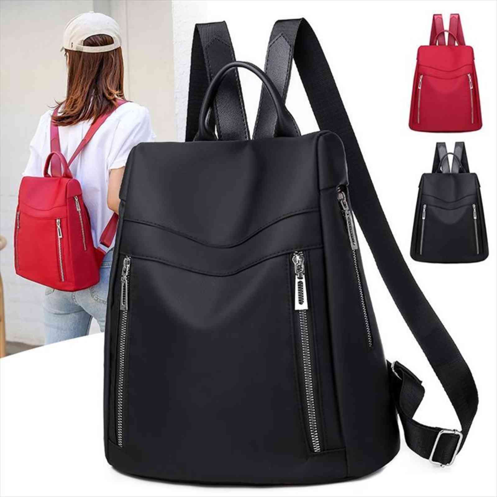 

fashion backpack women oxford cloth female shopping bag simple youth daily travel backbag durable girl school black red