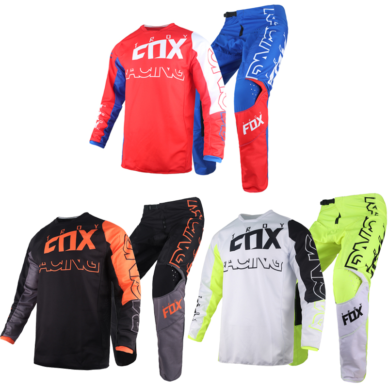 TROY FOX NEW Gear Set Jersey Pants Combo Motocross MX BMX Dirt Bike Kits Offroad Moto Suit-image-746717478